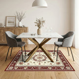 Red Traditional Persian Red Floral Persian Medallion Area Rug