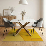 Layered Yellow Geometric Textured Area Rug