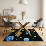 Kids Space Cartoon Area Rug with Planets Stars