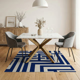 Navy Blue Interlocking Geometric Area Rug