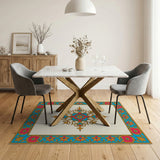 Multi-color and Patterns Ornate Multi-Color Persian Medallion Rug