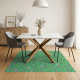 Playful Multi-Color Squiggle Vines Flowers Area Rug