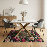 Ornate Pink Peony Medallion Floral Rug
