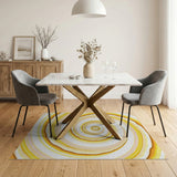 Hypnotic Yellow Swirl Abstract Area Rug