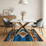Bold Blue Teal Orange Southwestern Area Rug