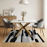 Modern Black White Abstract Area Rug