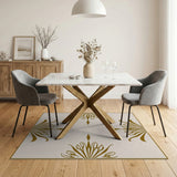 Ornate Gold Floral Beige Area Rug