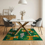 Green Jungle Safari Cartoon Kids Area Rug