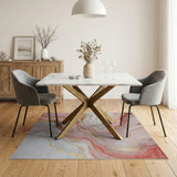 Pink Pink Gold Marble Abstract Area Rug