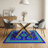 Blue Teal Persian Geometric Area Rug