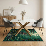 Rustic Farmhouse Moonlit Forest Wolf Area Rug