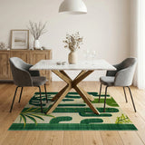 Bold Green Cactus Southwestern Area Rug