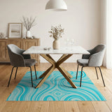 Wave Abstract Area Teal Wave Abstract Area Rug