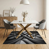 Black White Interwoven Lines Area Rug