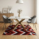 Bold Red Chevron Zigzag Geometric Modern Area Rug