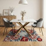 Pink Peony Wreath Vintage Area Rug