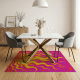 Vibrant Pink Flame Abstract Area Rug