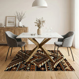 Brown Tan Geometric Heritage Tribal Area Rug