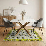 Whimsical Yellow Bees on Newspaper Area Rug