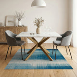 Blue Teal Vertical Stripe Area Rug