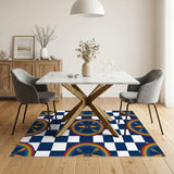 Rainbow Kayak Checkered Area Rug