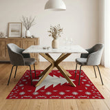Festive Red Christmas Tree Papercut Area Rug