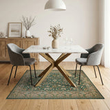 Emerald Green Emerald Green Persian Floral Medallion Rug