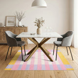 Pink Geometric Modern Pink Striped Geometric Area Rug
