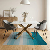 Teal Ombre Gradient Stripe Area Rug