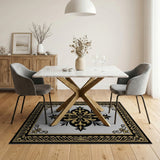 Ornate Gold Fleur-de-Lis Gray Area Rug