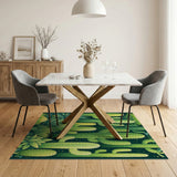 Vibrant Green Cactus Succulent Desert Rug