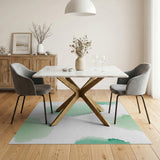 Abstract Mint Green Watercolor Splash Area Rug