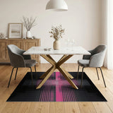 Pink Pink Black Geometric Grid Area Rug