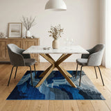 Abstract Blue Waterfall Mountain Area Rug