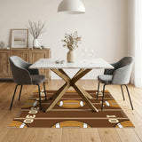 Football Yard Line Brown Area Rug