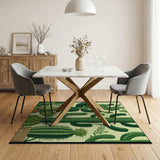 Green Vibrant Green Cactus Succulent Area Rug
