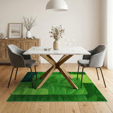 Vibrant Green Leaf Geometric Area Rug