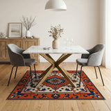 Multi-color and Patterns Vibrant Orange Persian Medallion Area Rug