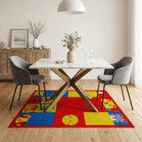 Kids Cartoon Playful Cartoon Animals Kids Area Rug