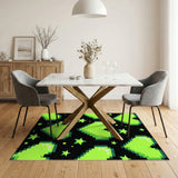 Green Pixel Hearts Area Rug