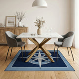 Navy Blue Compass Rose Area Rug