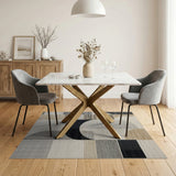 Abstract Geometric Neutral Area Rug