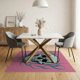 Pink Teal Flaming Skull Area Rug