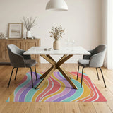 Abstract Area Vibrant Wavy Multi-Color Area Rug