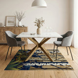 Navy Deer in Birch Forest Area Rug