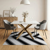 Modern Black White Diagonal Stripe Geometric Rug