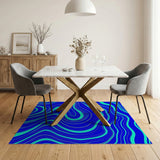 Blue Teal Wave Abstract Area Rug