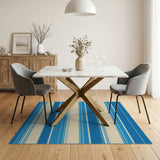 Nautical Blue Cream Striped Area Rug