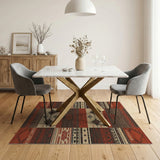 Red Southwestern Patchwork Area Rug
