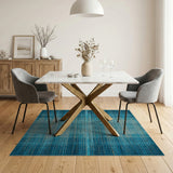 Teal Grid Geometric Blue and Teal Area Rug